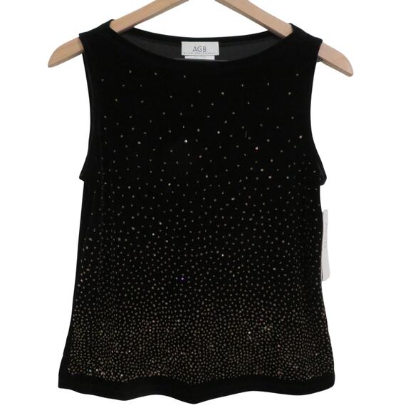AGB Byer California Womens Sz M Black Gold Embellished Top Y2K Sequin Velvet NWT - Picture 1 of 6